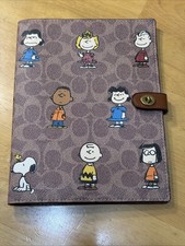 Peanuts X Coach Leather Notebook Holder Snoopy Charlie Brown NWOT