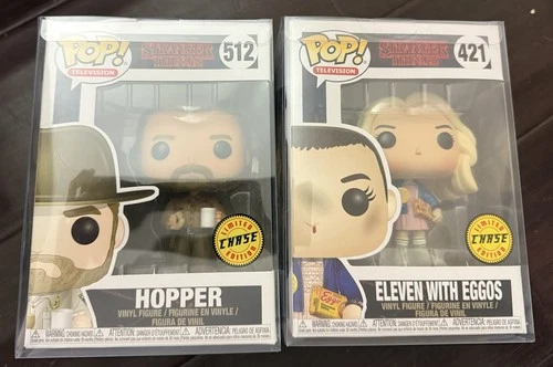 Funko Pop! Stranger Things Eleven Eggos 421 Hopper Hat 512 Netflix CHASE SET