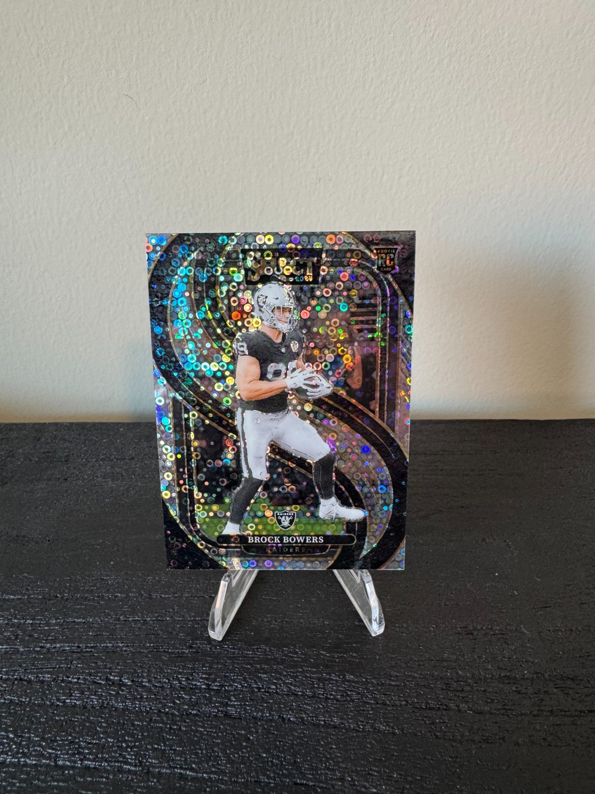 2024 Select Brock Bowers Premier Level Silver Disco Prizm #118 Las Vegas Raiders