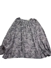 LOFT Outlet Ditzy Floral Top Size XXL Semi Sheer Keyhole Back