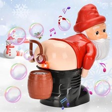 Santa Claus Farting Bubble Machine Blower Toy Music Light Christmas Gag Gift