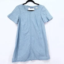Madewell Chambray Mini Dress Size XS Oversized Bow Tie Back