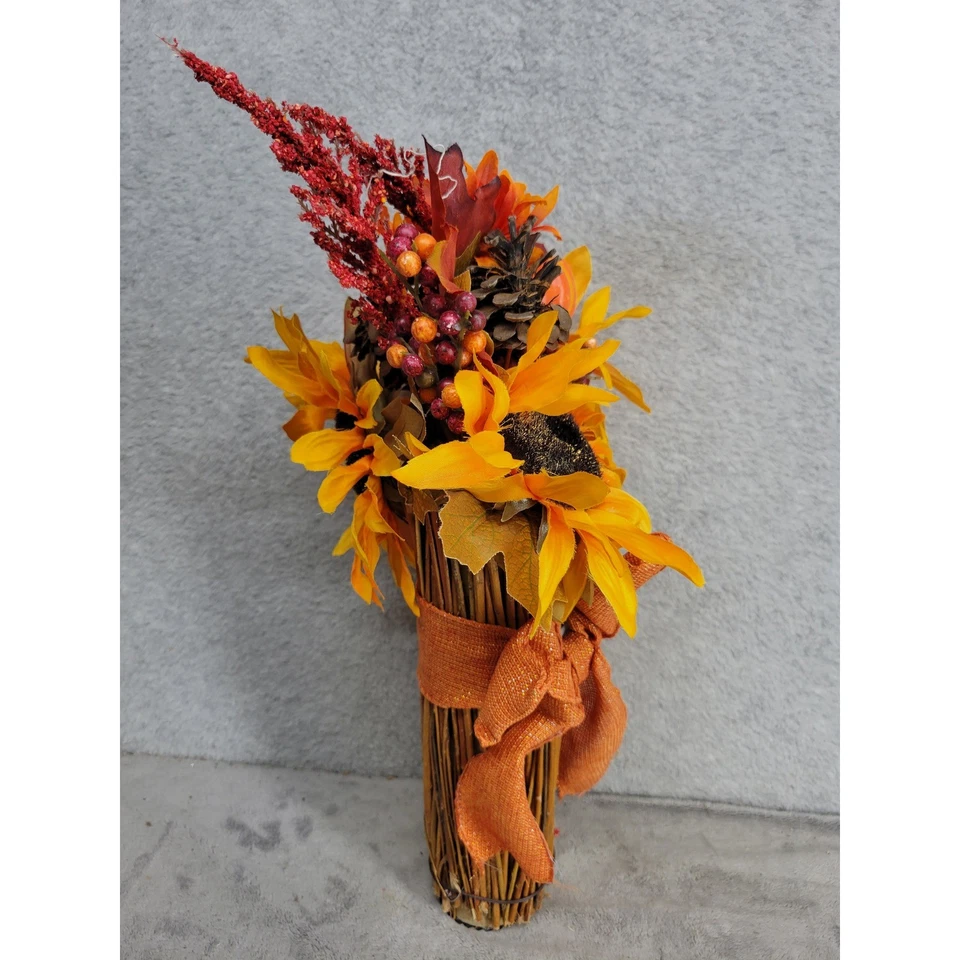 Florero ramita rústica decoración arreglo floral otoño girasol otoño cosecha arco Foto 4 de 4