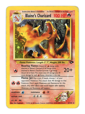 Blaine's Charizard 2/132 Gym Challenge English Pokemon Card / Card Glurak Holo