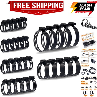 #ad 30pcs Black Hose Clamps 6 51mm1 4quot; 2quot; Adjustable Range 304 Stainless Steel Wo... $20.69