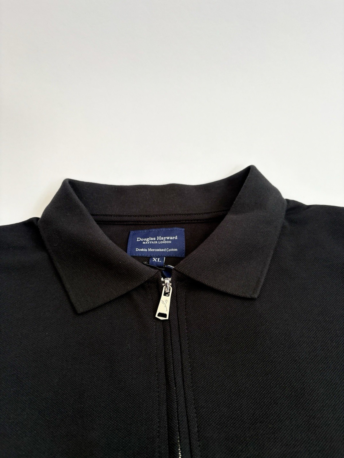 Douglas Hayward Men’s Zip Polo Shirt Black Size XL Double Mercerised Cotton New image 3