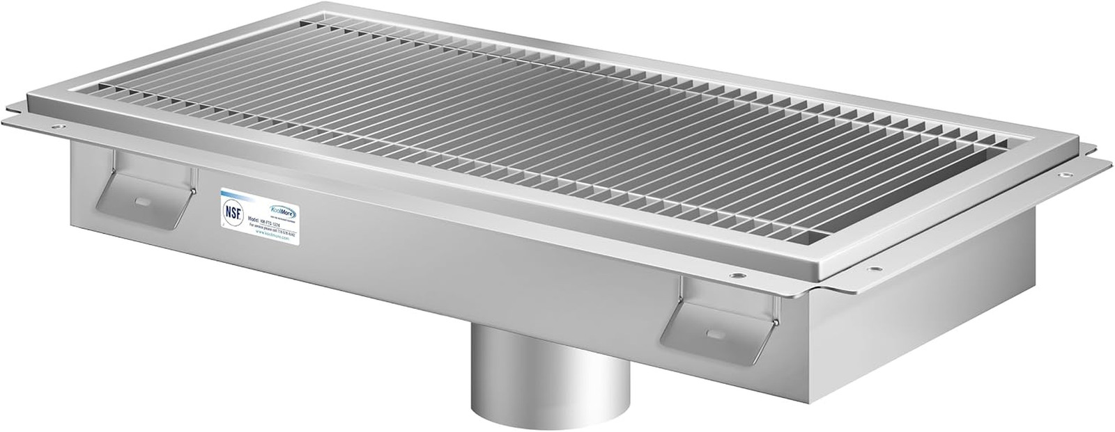 12" X 24" Stainless Steel Floor Trough Drain, 14-Gauge with Subway-Style Grating