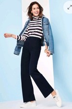 Women's Talbots Size 6 Twill Wide Leg Chino Pants Navy