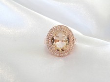 Sterling Silver 925 Rose Gold on Morganite Quartz Ring Size 6