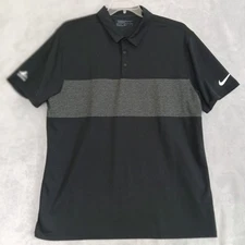 Nike Golf Men's XL Black Polo Shirt Dri-Fit Sport Invesco Logo Standard Fit