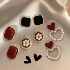 5 Sets New Gift Womens Lady Girls Elegant Pearl Ear Clip Studs Earrings Manmade