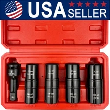 5PCS 1/2" THIN WALL FLIP IMPACT SOCKET SET FOR AUTO RIMS TIRES LUG NUTS US