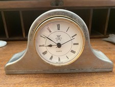 Pewter mantle clock, classic design, quartz movement. Heavy, quality item