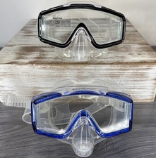 Scubapro Crystal Vu Scuba Snorkel Mask W/ Purge Valve Lot Of 2 Black  Blue READ