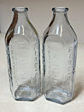 VTG Fire King Blue Glass Heat Proof Baby Bottles 2 8 oz 6 Sided Hexagonal