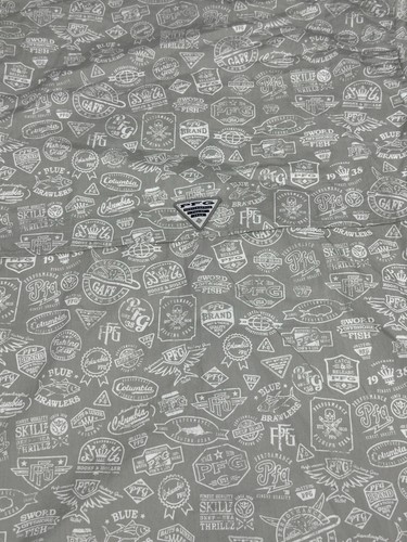 Columbia PFG Omni-Shade Shirt Men's Large Gray Fish Print Vented Fishing - Picture 11 of 13