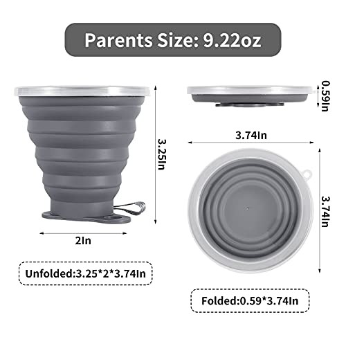 Silicone Collapsible Travel Cup - Silicone Folding Camping Cup with Lids - - Picture 3 of 8