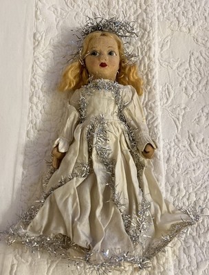 Rare Antique Chad Valley English Cloth Christmas Fairy Doll. Approx H 30cms