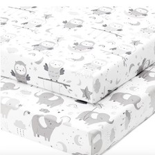 Joey Joan Pack Play Fitted Sheet Set 2 pk 24x42 Owls And Elephants