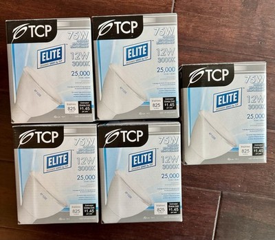 LOT of 5 bulbs - TCP LED12P30D30KFL 12W LED 3000K 120V 40° Flood Bulb Dimmable