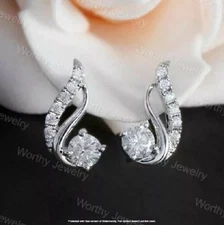 1Ct Lab Created Diamond Twisted Stud Earrings Solid 14K White Gold Finish