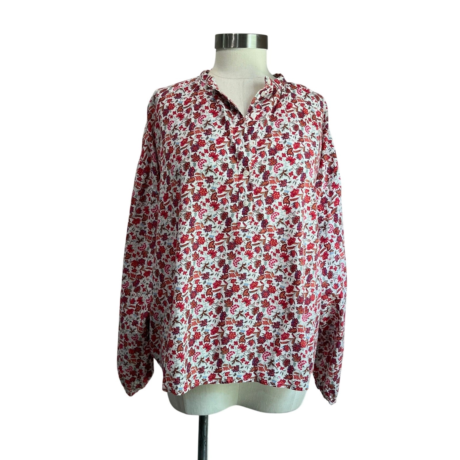 Universal Thread Red Ditzy Boho Peasant Floral Bl… - image 1