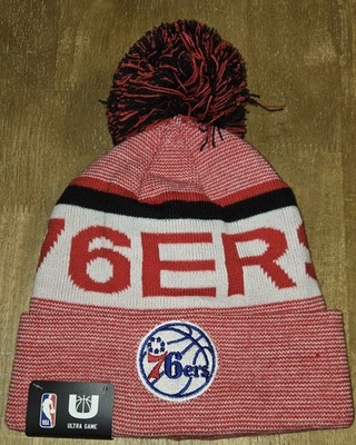 Philadelphia 76ers Cuffed Pom Beanie Ultra Game Winter NBA Hat Red/Black Accents