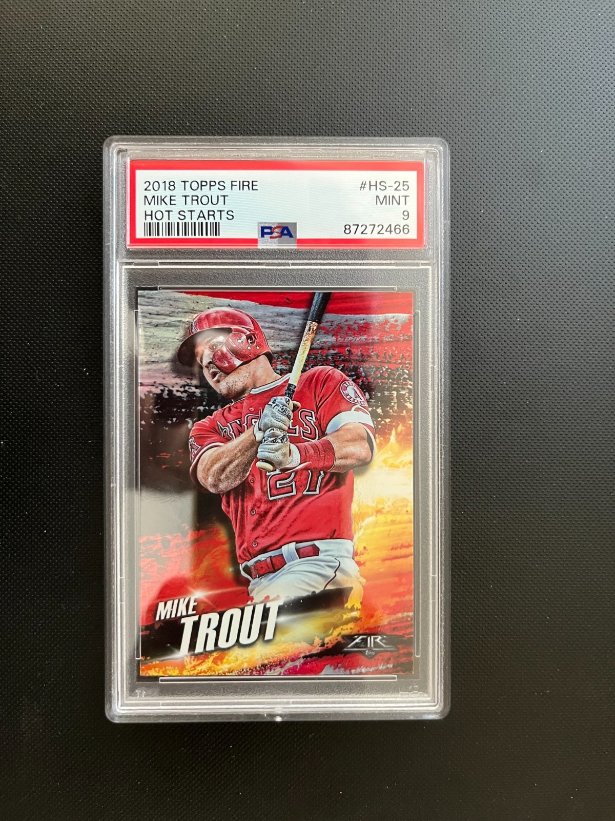 Mike Trout 2018 Topps Fire Hot Starts # HS-25 *PSA 9 MINT* Los Angeles Angels view 1