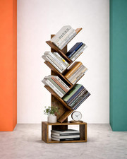 6 Tier Tree Book Shelf - Small Bookcase and Small Bookshelf for Small Spaces, 15