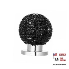 Bling Push Start Button Cover, Sparkly Crystal Round Ball Car Engine 1 PC Black
