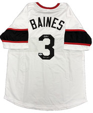 Harold Baines Signed Custom Throwback Chicago Player Jersey XL HOF Insc PSA 701