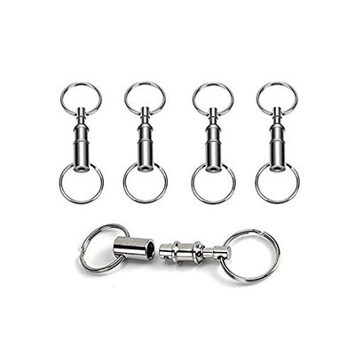 4 Pack Quick Release Detachable Pull Apart Keychain For unisex-adult, Silver 