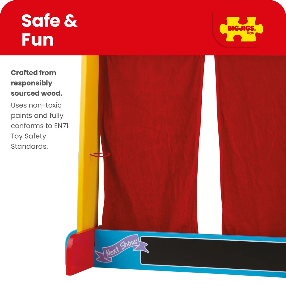 Bigjigs Toys Wooden Tabletop Puppet Theatre | Toy Stage for Story Telling - Image 4 of 4