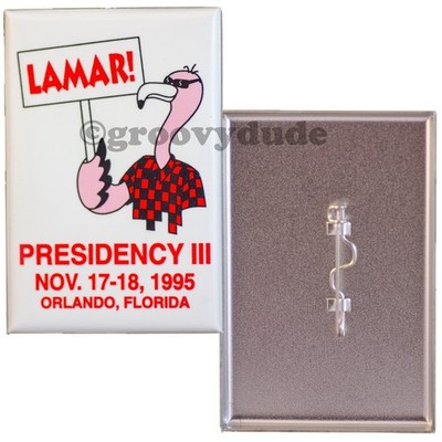 Lamar Alexander 1995 FL Presidency III Flamingo Plaid Shirt Campaign Pinback