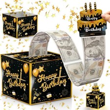 Birthday Money Box Pull With Surprise Card 30 Bags DIY Set Black