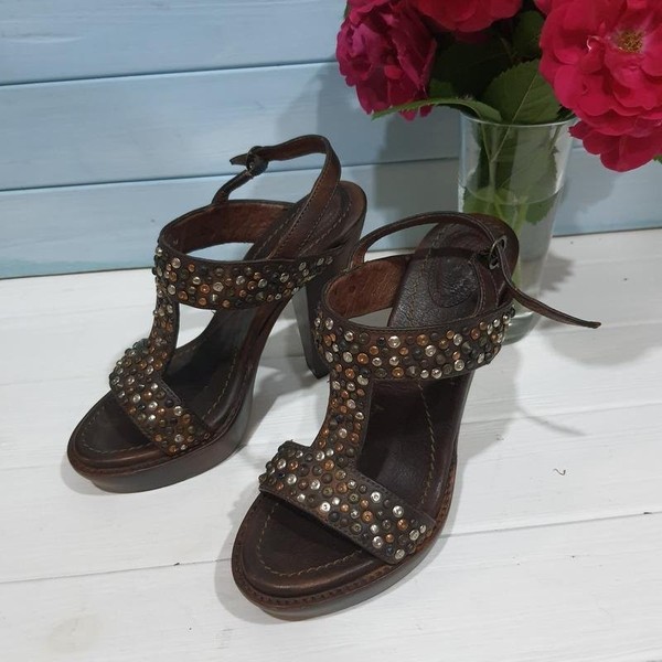 Women Frye Heels Brown Leather 37