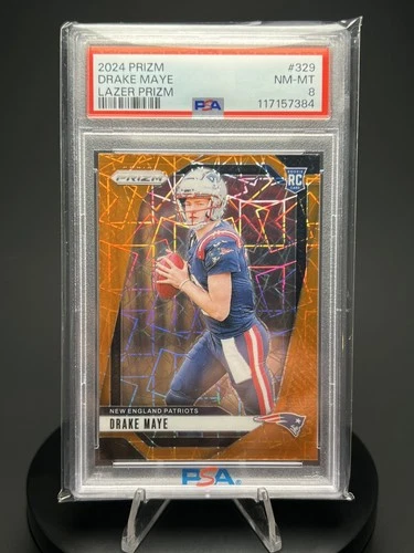 2024 Prizm Drake Maye RC Lazer Prizm Rookie #329 Patriots PSA 8