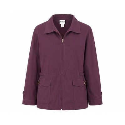 Koret Petites Womens Plum Purple Full Zip Utility Jacket Collared Flap Pockets L