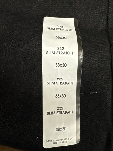 Men’s Denizen 232 By Levi’s Black Jeans Size 38x30 Slim Straight Fit New - Picture 9 of 9