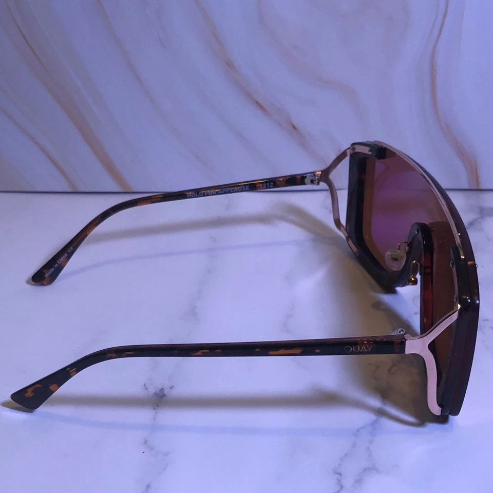 Quay Australia x Lizzo Hold For Applause Tortoise Bronze Shield Sunglasses - Image 3 of 4