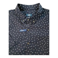 NWT George Short Sleeve Button Down Shirt Mens XL Navy With White Print