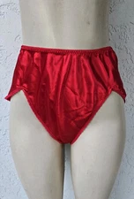 Vintage MYONNE Red SILKY Shiny Flutter Loose Panties Second Skin High Leg Medium