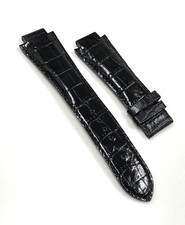 Genuine Tissot 14mm X 23mm X 18mm Black Alligator Grain Leather Watch Band Strap