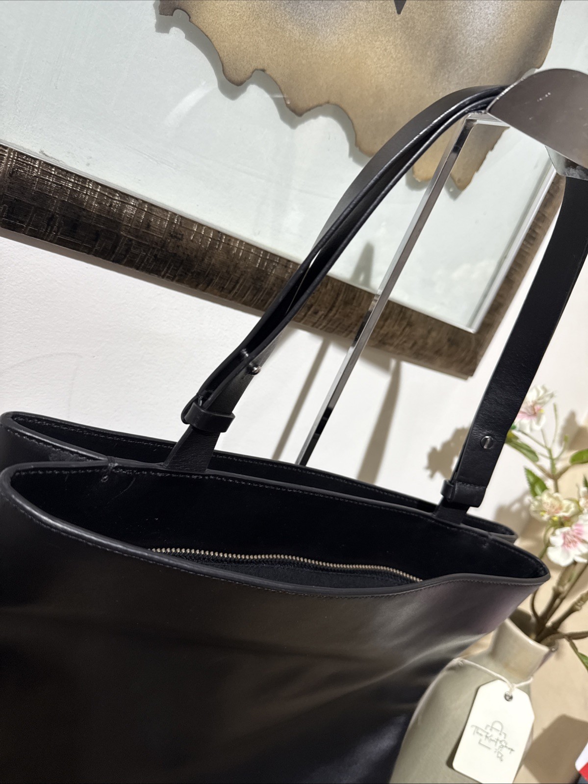COS Authentic Large Tote Bag Black Folded Leather Laptop Work Bag image 10
