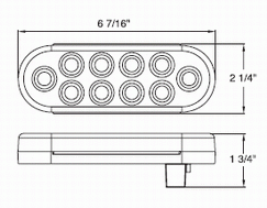 (2) Trailer Truck RED 6" Oval Stop Turn Tail LED Sealed Light w Grommet Pigtail - Picture 2 of 7