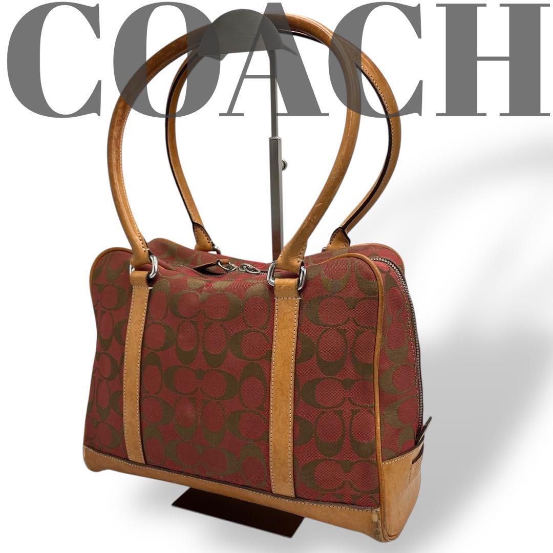 Coach Signature Red Canvas Tote Bag 6097 Pre-Owned Excellent Condition  