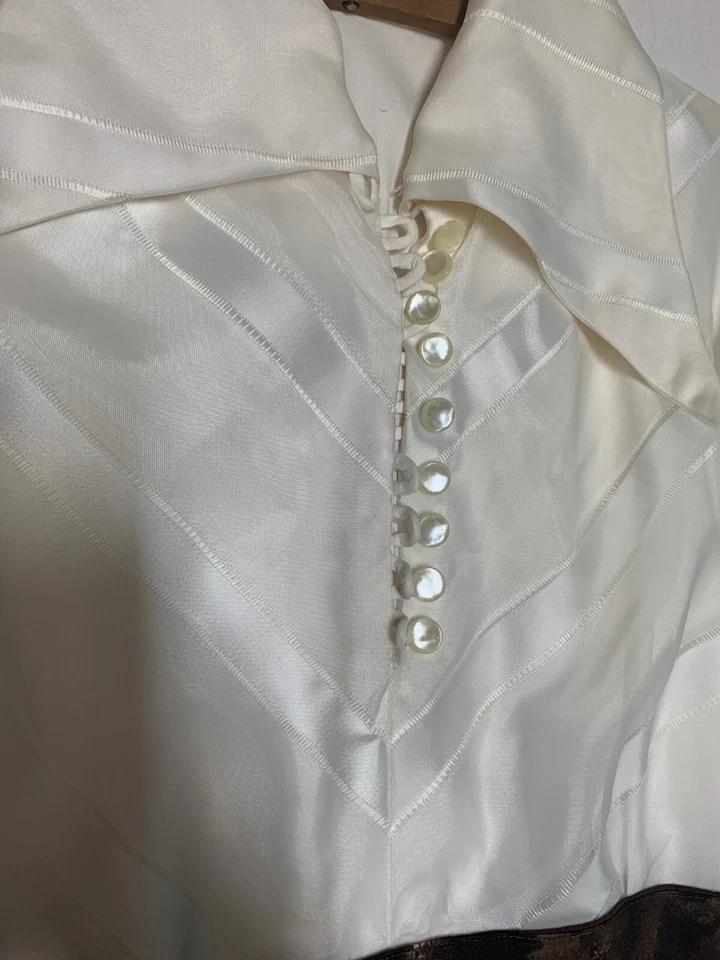 Vestido para mujer vintage años 60 marrón jaspeado cintura imperio abotonado bibliotecario mod Foto 4 de 4