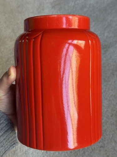 Vintage Hall China 2qt Canister RADIANCE - Chinese Red~Art Deco~Hard To Find - Picture 7 of 15