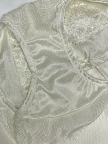 Bragas de bikini resbaladizas de nailon blanco transparente vintage talla 7/L calzoncillos de encaje floral - Imagen 18 de 22