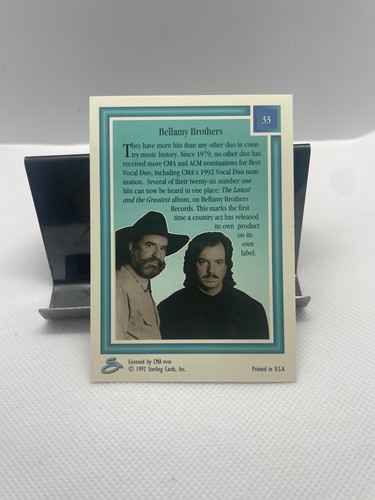 The Bellamy Brothers 1992 33 tarjetas esterlinas oro país tarjeta coleccionable TC CC - Imagen 2 de 2